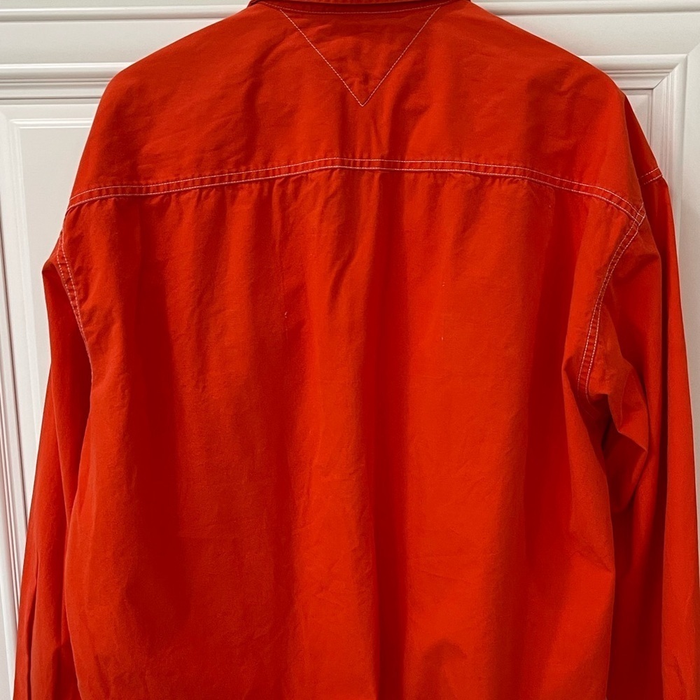 Vintage 90’s Tommy Hilfiger Shacket Men’s Large Orange Jacket shirt windbreaker - Picture 3 of 16